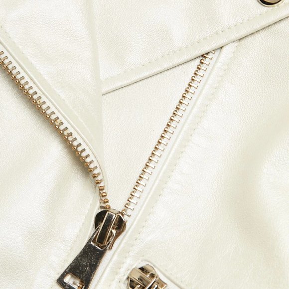 NEW Cami NYC Size Large Women's Kali Lamb Leather Moto Jacket - Pearl - Picture 7 of 7